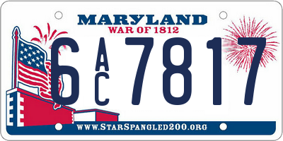 MD license plate 6AC7817