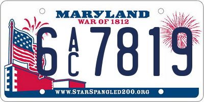 MD license plate 6AC7819