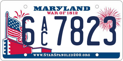 MD license plate 6AC7823