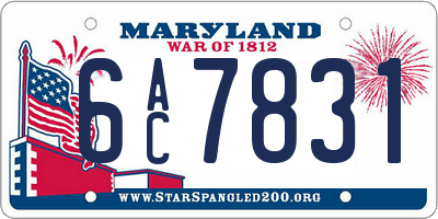 MD license plate 6AC7831