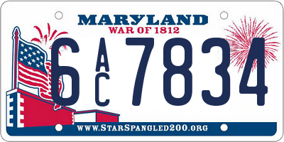 MD license plate 6AC7834