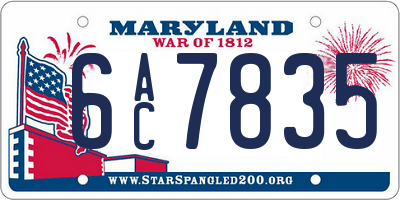 MD license plate 6AC7835