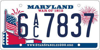 MD license plate 6AC7837