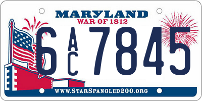 MD license plate 6AC7845