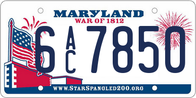MD license plate 6AC7850