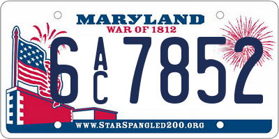 MD license plate 6AC7852