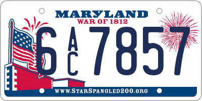 MD license plate 6AC7857