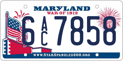 MD license plate 6AC7858
