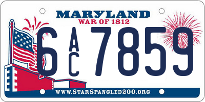MD license plate 6AC7859