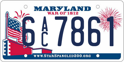 MD license plate 6AC7861