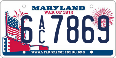 MD license plate 6AC7869