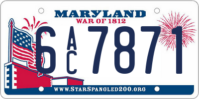 MD license plate 6AC7871