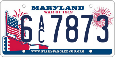 MD license plate 6AC7873