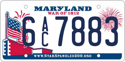 MD license plate 6AC7883