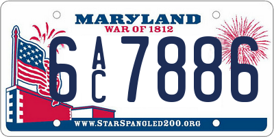 MD license plate 6AC7886