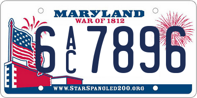 MD license plate 6AC7896