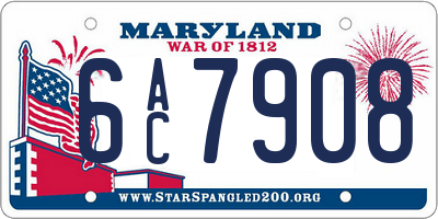MD license plate 6AC7908