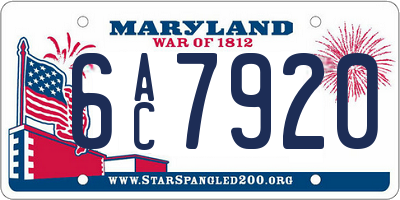 MD license plate 6AC7920