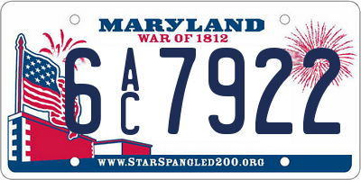 MD license plate 6AC7922