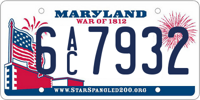 MD license plate 6AC7932