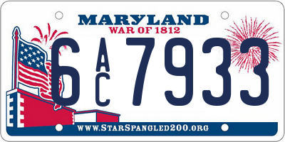 MD license plate 6AC7933