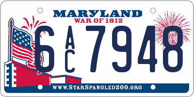 MD license plate 6AC7948