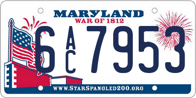 MD license plate 6AC7953
