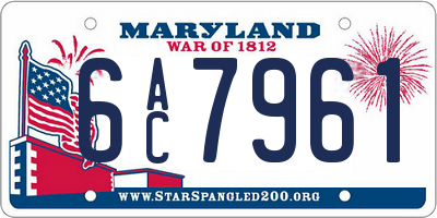 MD license plate 6AC7961