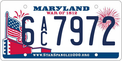 MD license plate 6AC7972
