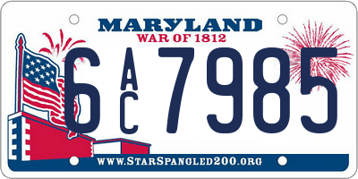 MD license plate 6AC7985