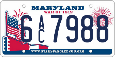 MD license plate 6AC7988
