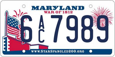 MD license plate 6AC7989