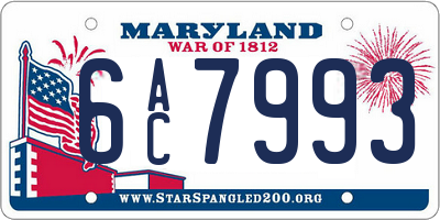 MD license plate 6AC7993