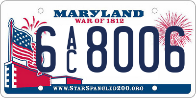 MD license plate 6AC8006
