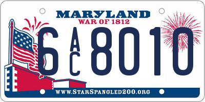 MD license plate 6AC8010