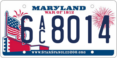 MD license plate 6AC8014