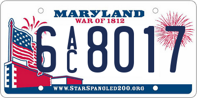 MD license plate 6AC8017