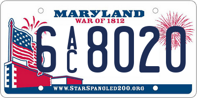 MD license plate 6AC8020