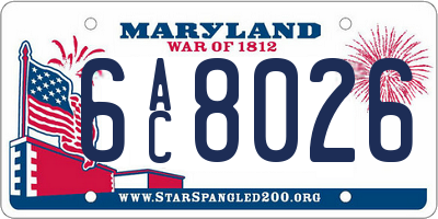 MD license plate 6AC8026