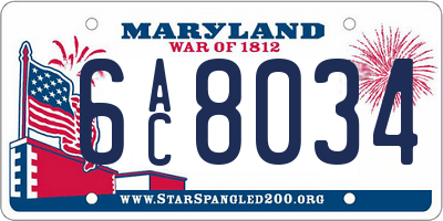 MD license plate 6AC8034