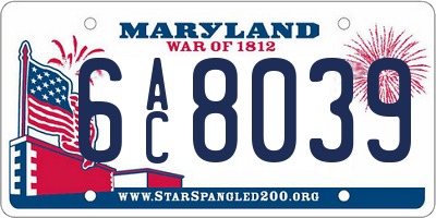 MD license plate 6AC8039