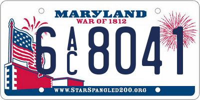 MD license plate 6AC8041