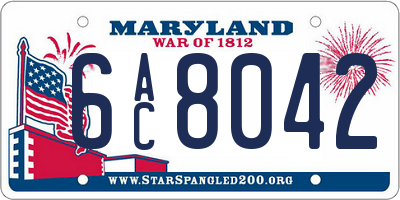 MD license plate 6AC8042