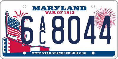 MD license plate 6AC8044