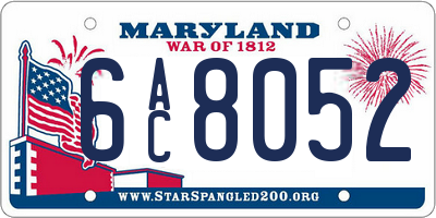 MD license plate 6AC8052