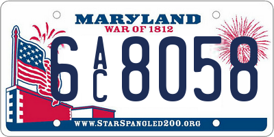 MD license plate 6AC8058