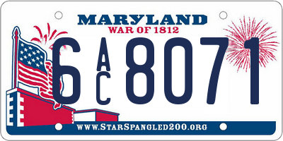 MD license plate 6AC8071
