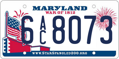 MD license plate 6AC8073
