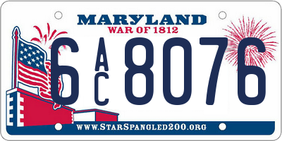 MD license plate 6AC8076