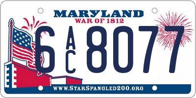 MD license plate 6AC8077